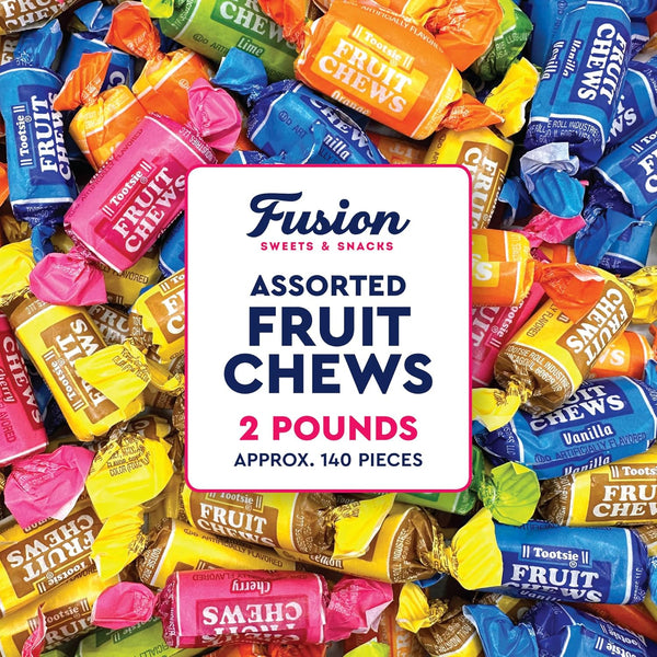 Fruit Chews Candy - 2 Pounds Bulk Bag (Approx. 140 Pieces), Fruit