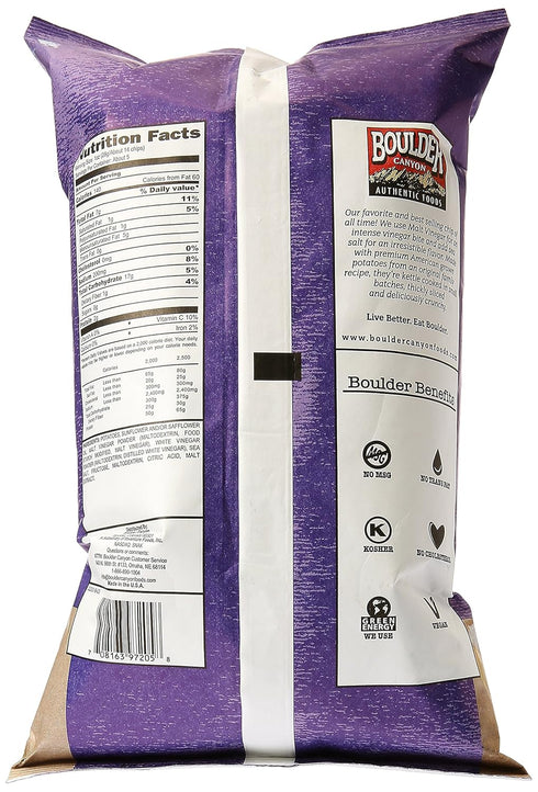 5 oz Boulder Canyon Kettle Cooked Potato Chips, Malt Vinegar and Sea Salt