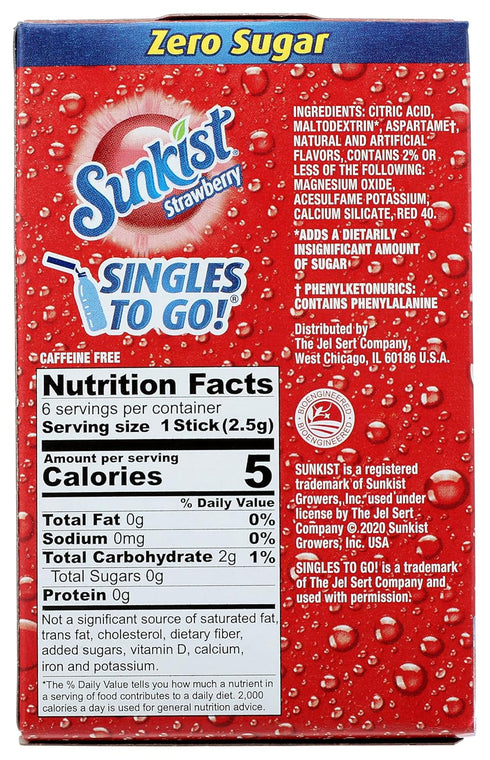 Sunkist 0.53 , Low Calorie Strawberry Drink Mix, Ounce