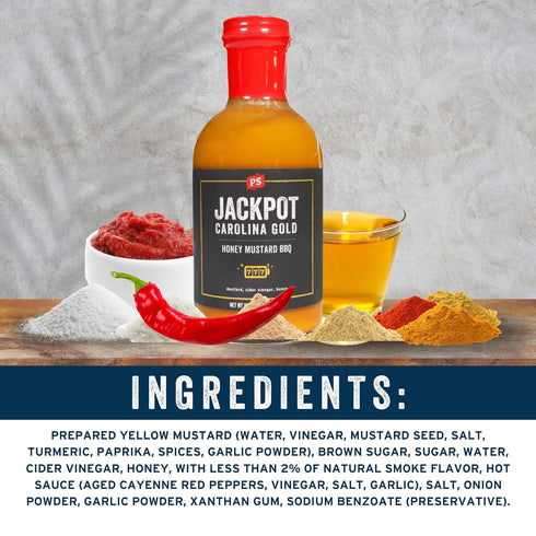 PS Seasoning Jackpot Carolina Gold Honey Mustard BBQ Sauce - Tangy and Sweet Marinade, Glaze, Baste, and Dip