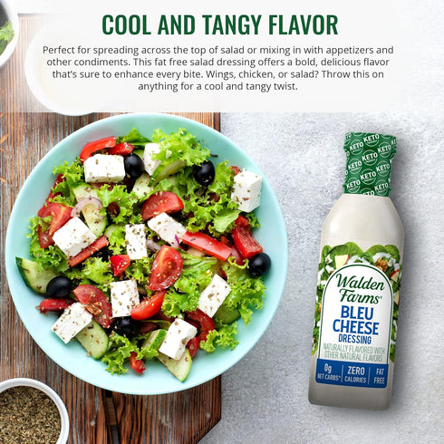 1 Pack 12 oz Walden Farms Bleu Cheese Dressing - Calorie-Free, Gluten-Free, Low Carb, Keto-Friendly, Sugar-Free, Rich