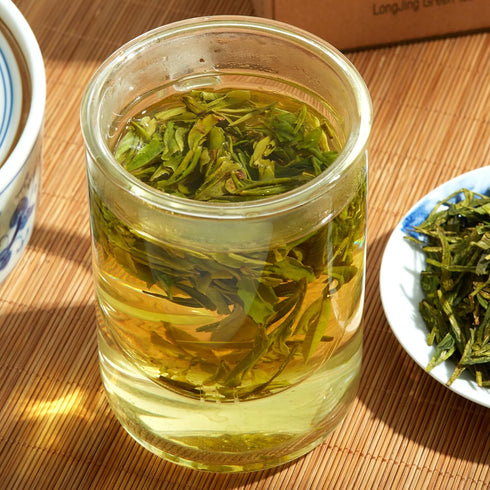 ChaWuWarmSun LongJing Green Tea - 3.5oz/100g, Chinese Dragon Well Loose Leaf