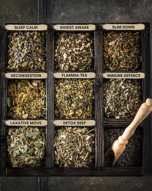 8 Pack, 1 LB Set Gardenika Organic Loose Leaf Tea Sampler Herbal and Naturally Caffeine-Free - Ayurvedic Assortment