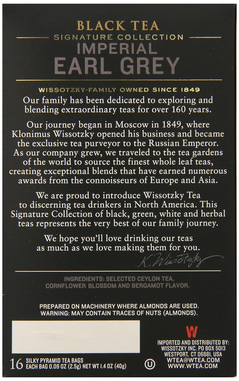 16 Count (Pack 6) Wissotzky the Signature Collection Tea, Imperial Earl Grey