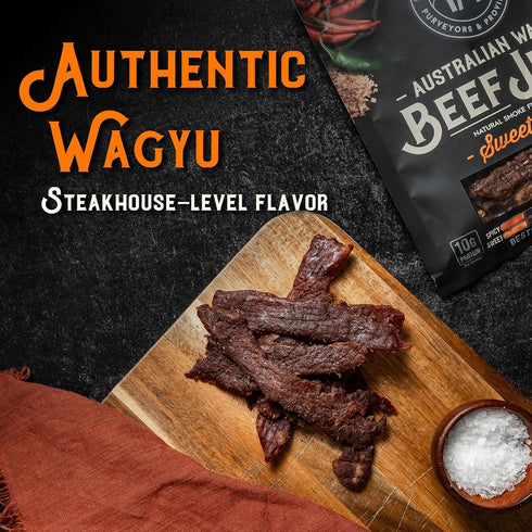 3oz (85g) Meat Artisan Beef Jerky - Australian Wagyu Sweet Heat - High Protein Snack - Gluten Free No MSG - Premium