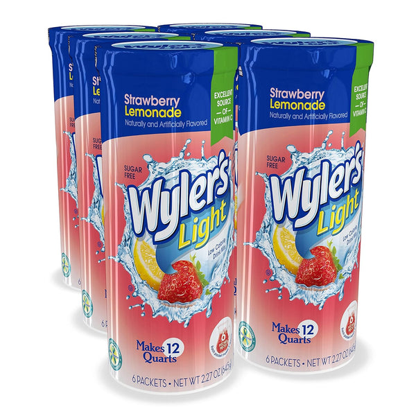 Wyler's Light Pitcher Packs (6 per canister), Strawberry Lemonade Drink Mix, includes