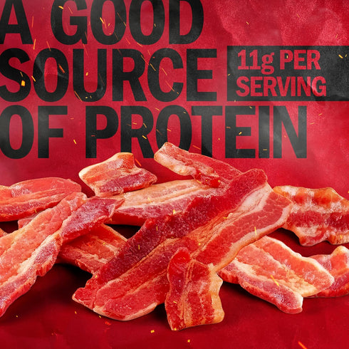 11g 100% 2.5 oz. Jack Link's Bacon Jerky, Hickory Smoked - Flavorful Ready to Eat Meat Snack with of Protein per