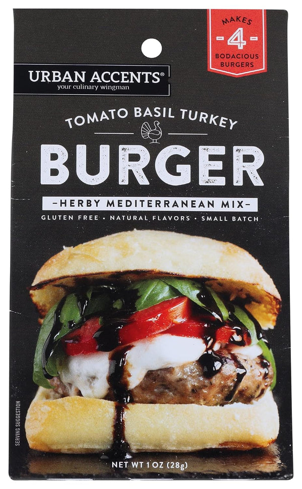 Urban Accents Tomato Basil Turkey Burger, Herby Mediterranean Mix, Gluten Free, 1 Ounces (Pack