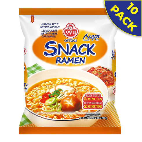 Ottogi (3.8oz) 10 Pack SNACK RAMEN, KOREAN STYLE INSTANT NOODLE, Traditional Instant ramen, Thin Noodle and Mild Flavor