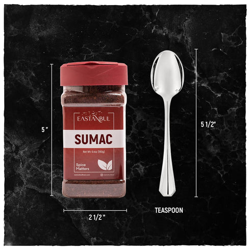 Eastanbul Sumac Spice Powder, 6.4oz Ground Turkish Sumac for Mediterranean & Middle Eastern Dishes