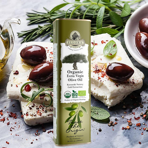 17 oz. Ellora Farms, Extra Virgin Olive Oil, Organic Cold Press, Traceable Single Origin Olive Oil, Kosher, tin