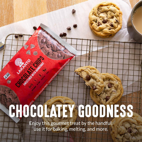 (8 oz Pack 3) Lakanto Sugar Free Chocolate Chips - Monk Fruit Sweetener and Erythritol, Perfect for Baking, Pancakes