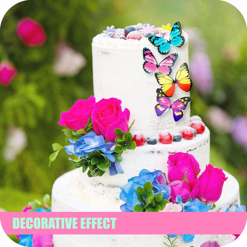 Butterfly Cake Toppers 40Pcs Set, GUCUJI Chocolate Mousse Cupcake Decoration (4 Patterns X 10)