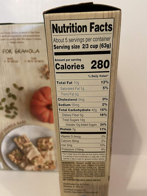 Simply Nature (2) 11.5 oz boxes Organic non-GMO Pumpkin Seed & Flax Granola Cereal