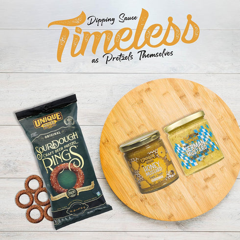 2-Pack 1 1 Unique Snacks Variety Mustard Dips and Spreads, German Mustard and Honey Mustard, Non-GMO, Flavorful