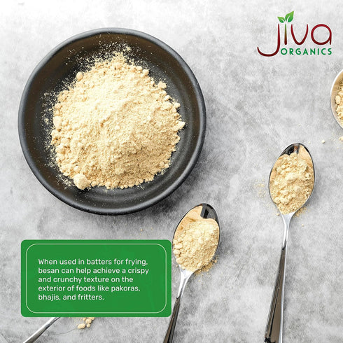 2 Packed Jiva Organics Organic Chickpea Flour, Besan Pound - Non-GMO, Gram Flour Fine - Vacuum