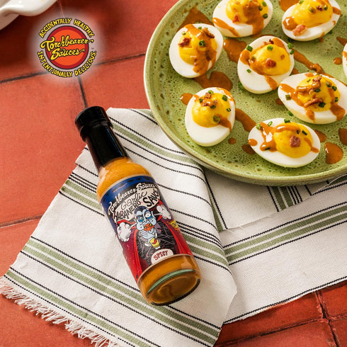 5oz, 4 Torchbearer Sauces Garlic Habanero, Medium Spicy Heat Level - All Natural Hot Sauce, Extract-Free