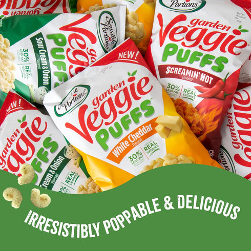 3.75 6-Pack Sensible Portions Veggie Puffs, Sour Cream & Onion Flavor, Gluten-Free Chips, Ounce Bag
