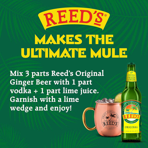(12OZ Reed's, Original Ginger Beer, Great Tasting All Natural Craft Ginger Beer with Fresh Ginger Root Bottle)