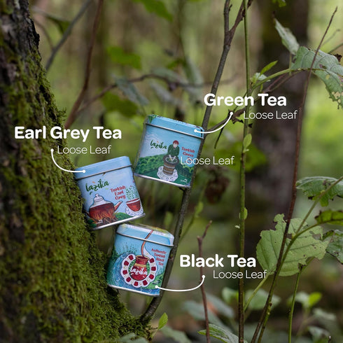 Set, Set 3.35 Oz (Pack 3) Lazika Loose Leaf Tea Black Tea, Green Tea, Earl Grey, Tea Gift for Tea Lovers