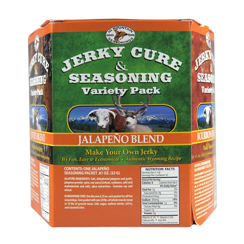 PACK #3 5 Hi Mountain Jerky Seasoning and Cure Kit | VARIETY | Delicious Flavors: Original, Hunters Blend, Bourbon BBQ