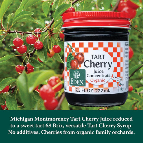 68 7.5 Oz Eden Organic Montmorency Tart Cherry Juice Concentrate, Brix, No Artificial or Refined Sugars, Michigan