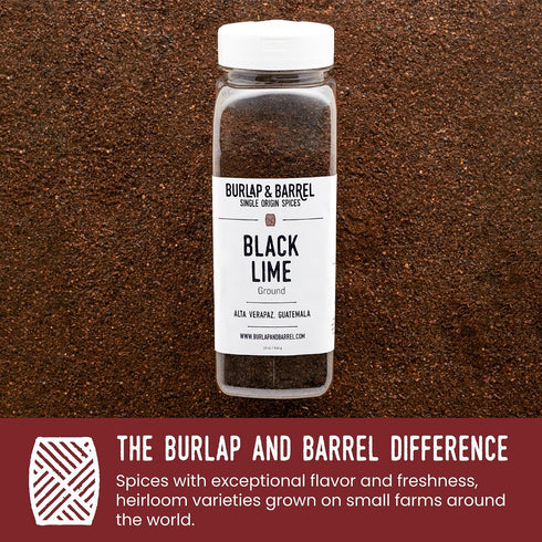16oz Burlap & Barrel Ground Black Lime - Tart & Savory for Roasted Meats, Veggies, Stews, Kebabs Alternative to Makrut