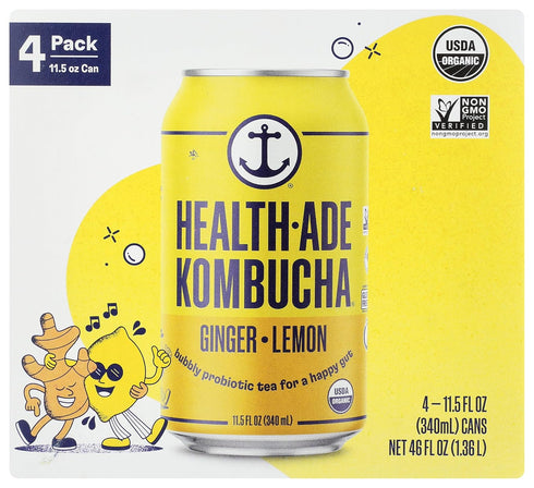 11.5oz 4-pack (46oz.) Health-Ade Ginger Lemon of Cans