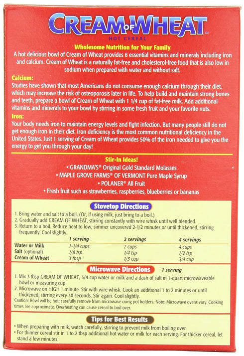 Cream of Wheat 2 1/2 28 (Pack 4) Stove Top Hot Cereal, Original, Minute Cook Time, Ounce