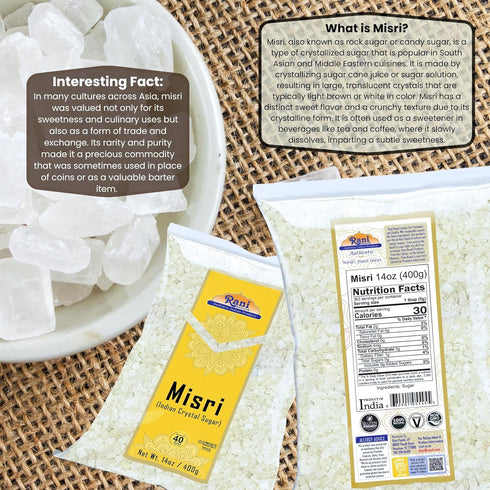 14oz (400g) Rani Misri (Indian Sugar Crystals) ~ All Natural | Gluten Friendly | No Colors | Vegan | Kosher | Indian
