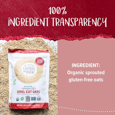 24oz, Pack 4 One Degree Organic Foods Gluten Free Sprouted Steel Cut Oats
