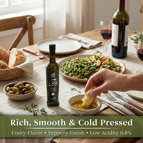 250ml 8.45 Oz Al'Ard Palestinian Organic Extra Virgin Olive Oil, Cold Pressed Olive Oil from Palestine, Certified