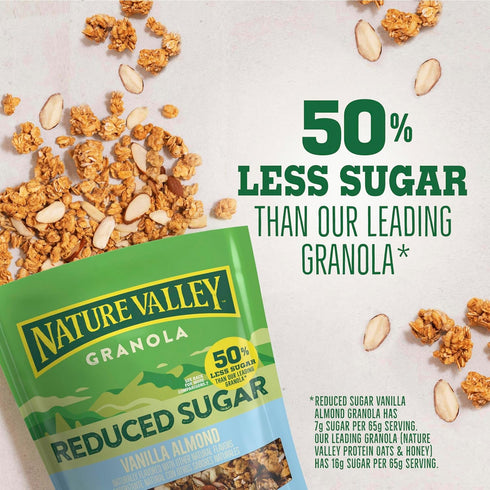 11 OZ (Pack 4) Nature Valley Vanilla Almond Reduced Sugar Granola, Bag