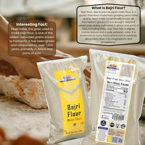 32oz (2lbs) 908g Rani Bajri Flour (Pearl Millet) ~ All Natural | Vegan | Gluten Friendly | NON-GMO | Kosher | Indian