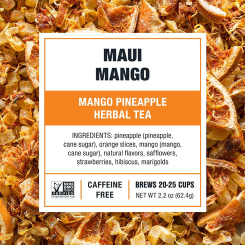 Tiesta Tea Maui Mango, Loose Leaf Herbal Tea, Mango Pineapple Blend, Non-Caffeinated, 2.2 Ounce Pouch