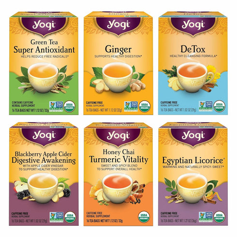 Yogi Digestion & DeTox Sampler Pack (6 Pack) - Wellness Support -
