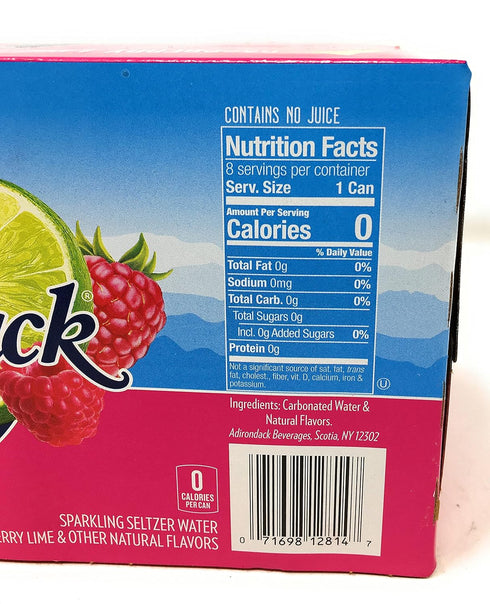 ADIRONDACK BEVERAGES Raspberry Lime Sparkling Seltzer Water by