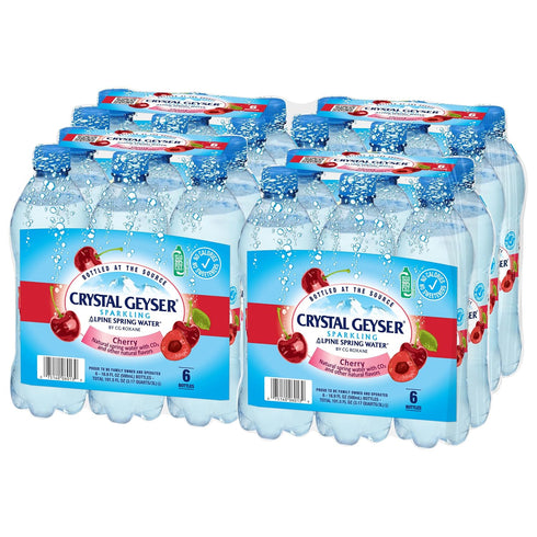 24-Pack, 16.9oz Crystal Geyser Sparkling Cherry Alpine Natural Spring Water, Bottles, Zero Calories and No Sweeteners