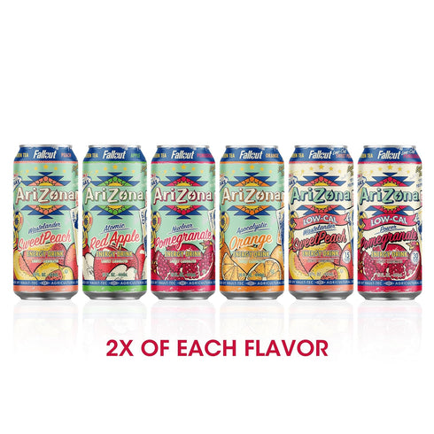 Pack 6 15 oz (Pack 12) 190mg AriZona x Fallout Green Tea Energy Drink, Variety - Flavors, fl of - Caffeine per Can