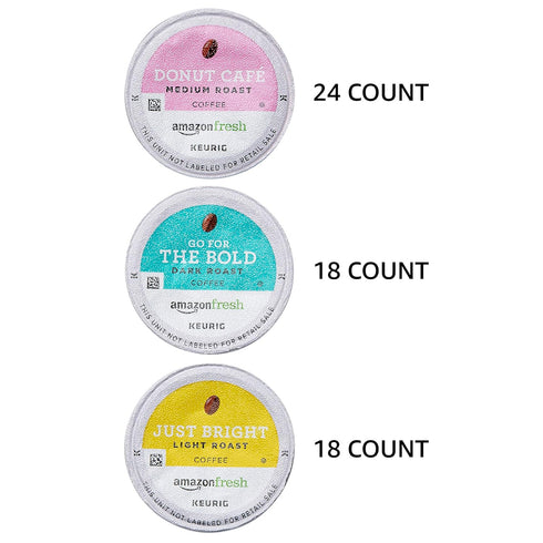 Amazon Fresh 60 Pack, 3 AmazonFresh Ct. Coffee Variety Flavors, Keurig K-Cup Brewer Compatible