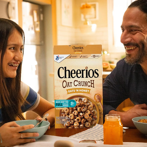 24 oz (Pack 2) Cheerios Oat Crunch Oats 'N Honey Breakfast Cereal, Made with Whole Grain, Family Size