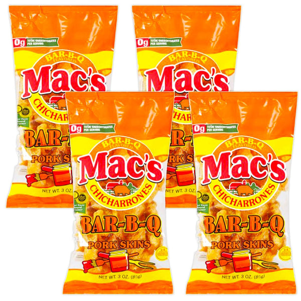 Mac's Chicharrones Mac's Pork Rinds Barbecue Flavored Pork Skins - 4 Pack Macs Chicharrones