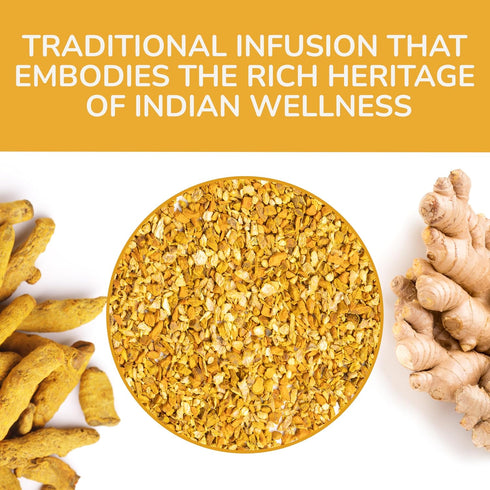 BREWIX Turmeric Ginger Loose Herbal Tea, 100+ Cups, 7.05oz/200g, Naturally Caffeine Free, Real Ingredients from India