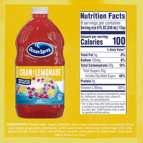 64 Oz Ocean Spray Cran-Lemonade Cranberry Lemonade Juice Drink, Fl Bottle