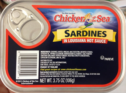 Chicken of the Sea Sardines in Louisiana Hot Sauce 3.75oz (18 Tins)
