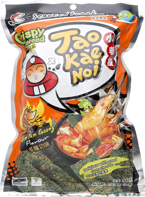 Tao Kae Noi Crispy Seaweed, Tom Yum Goong, 1.27 oz, Pack of 6