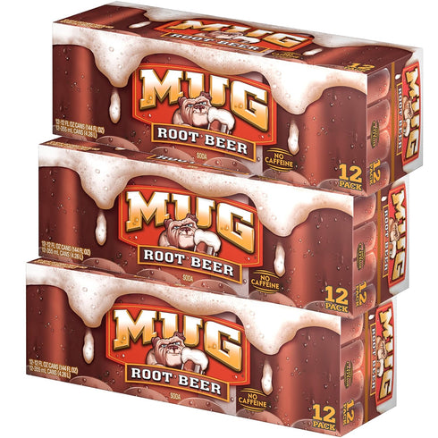 Pack 12 oz, 36 Mug Root Beer Soda, Fridge Bundle, fl Cans