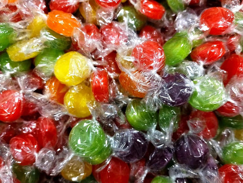 EMPORIUM CANDY TASTY TREATS FOR THE TUMMY 3 lb Assorted Fruit Buttons Candy - Bulk Bag of Individually Wrapped Cherry