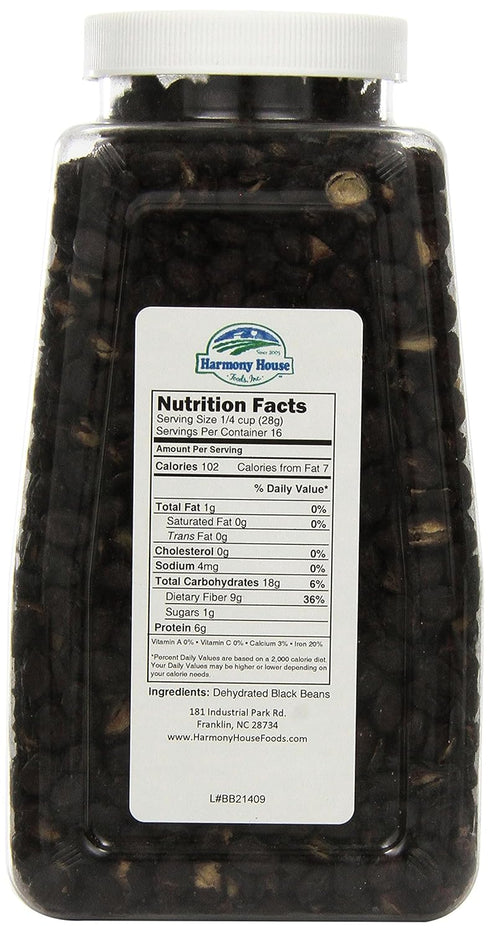 Harmony House Foods TRUE Dehydrated Black Beans, Easy Cook, 16 oz