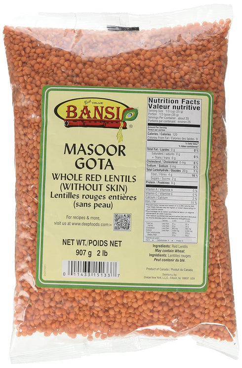 Bansi , Masoor Dal Gota (Whole Red Lentils), 907 Grams(gm)